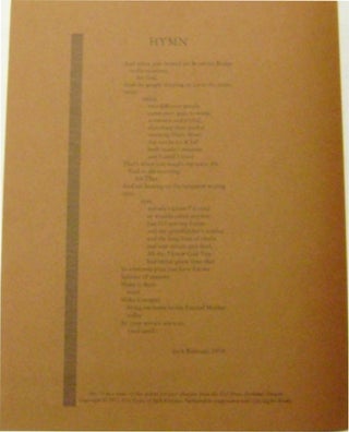 Item #003277 Hymn. Jack Kerouac