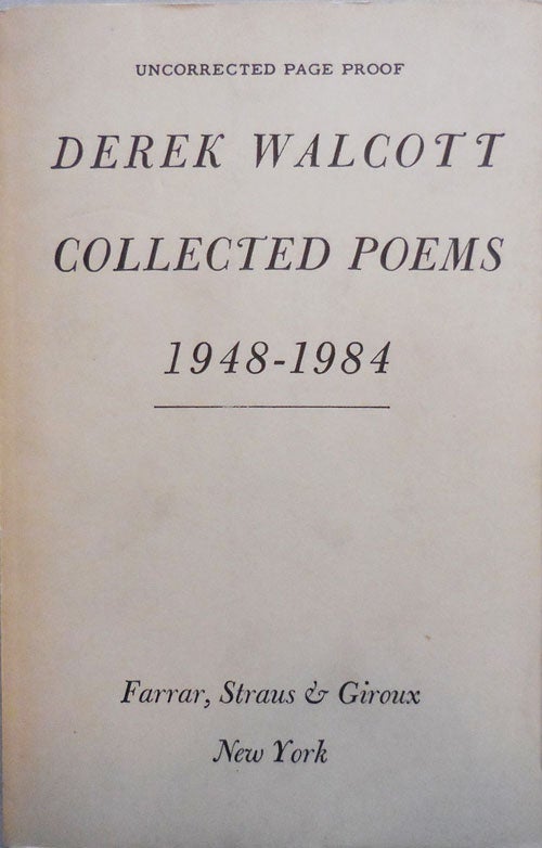 Item #005059 Collected Poems 1948-1984. Derek Walcott.