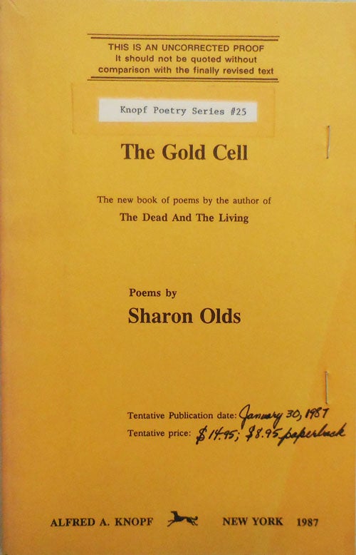 Item #005615 The Gold Cell. Sharon Olds.