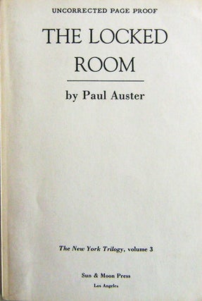 Item #006500 The Locked Room (Uncorrected Proof). Paul Auster