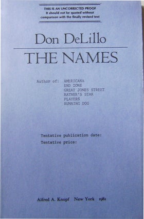 Item #008718 The Names. Don Delillo
