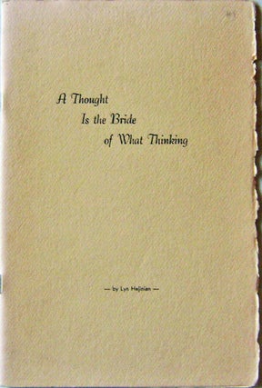 Item #009661 A Thought Is The Bride of What Thinking (Tuumba #1). Lyn Hejinian