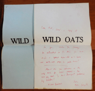 Item #009672 Wild Oats (Broadside Poems - Inscribed). Ron Padgett, Joe Brainard, Tom Clark,...