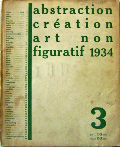 Item #11343 Abstraction Creation Art Non Figuratif 1934 (Number 3). Art - Seligmann / Kandinsky / Brancusi / Arp / Moholy-Nagy / Albers.