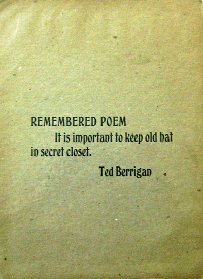Item #11344 Remembered Poem (Poetry Broadside). Ted Berrigan.