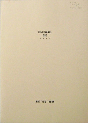 Item #11567 Observance One, Two, Three, Four and Five. Matthew Artist Book - Tyson