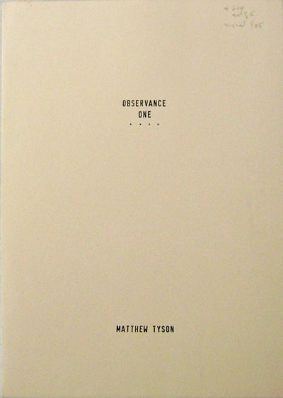 Item #11567 Observance One, Two, Three, Four and Five. Matthew Artist Book - Tyson.
