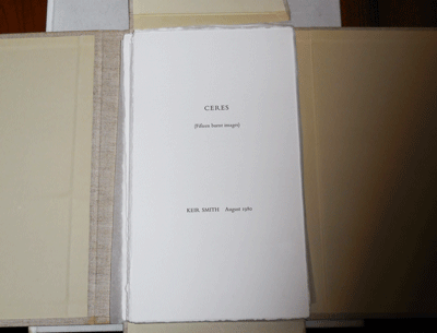 Item #11934 Ceres (Fifteen Burnt Images). Keir Artist Book - Smith.