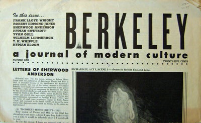 Item #12175 Berkeley A Journal of Modern Culture #1. Frank Lloyd Wright, Sherwood, Anderson.