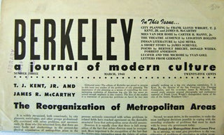 Item #12176 Berkeley A Journal of Modern Culture #3. Frank Lloyd Wright, James, Shevill, Bertolt,...