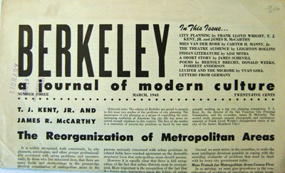 Item #12176 Berkeley A Journal of Modern Culture #3. Frank Lloyd Wright, James, Shevill, Bertolt, Brecht.