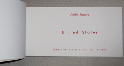 Item #12576 United States (Signed). Andre Artist Book - Spears, Jean-Marc Scanreigh.
