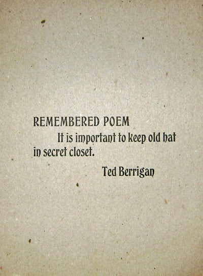 Item #13120 Remembered Poem (Broadside). Ted Berrigan.