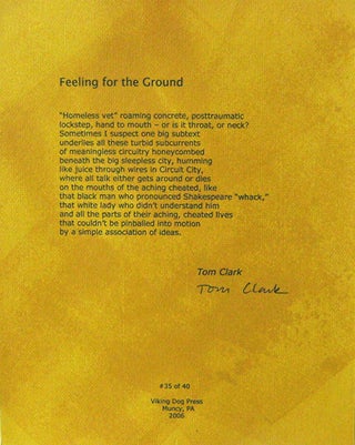 Item #13290 Feeling for the Ground (Signed Broadside). Tom Clark