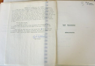 Item #13432 Xeroxed Manuscript of The Orangery with Typed Signed Letter from the Publisher and a Typed Signed Letter of Commentary on the Text by Fellow Poet Carl Rakosi. Gilbert Sorrentino, Carl Rakosi.