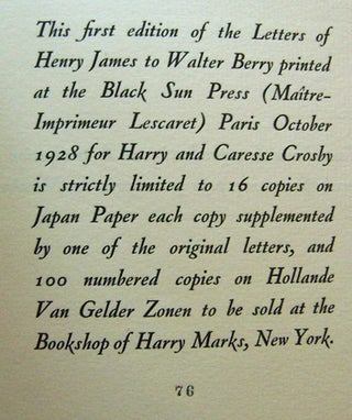 Letters of Henry James to Walter Berry