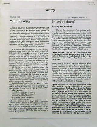 Item #13949 WITZ Volume One Number 1, 2, 3, Volume Two Number 1,2,3 (Six Issues). Steve...