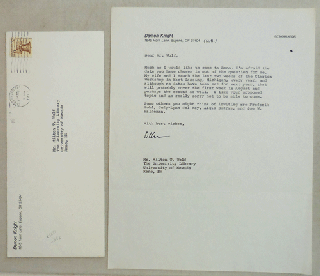 Item #13997 One Page Typed Letter Signed to Milton T. Wolf. Damon Science Fiction - Knight