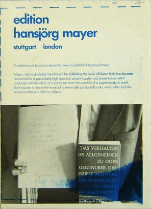 Item #14622 Edition Hansjorg Mayer (Exhibition Poster). Dieter Roth, Richard, Hamilton