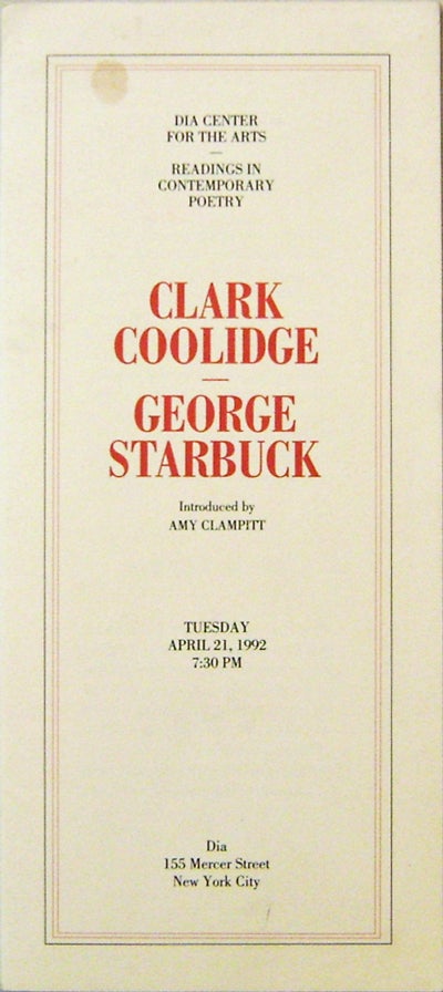 Item #14697 That Place On The Dial and Jimmy Swaggart Uses Hurricane Zeke (Two Broadside Poems). Clark Coolidge, George Starbuck.