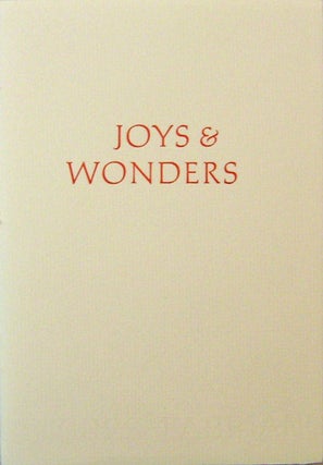 Item #14820 Joys & Wonders (Inscribed). William Bronk