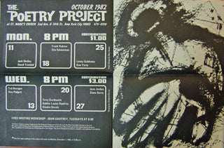 Item #14840 The Poetry Project October 1982 Event Announcement Poster. Ted Berrigan, Ron, Padgett