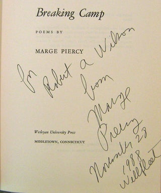 Item #16994 Breaking Camp (Inscribed). Marge Piercy