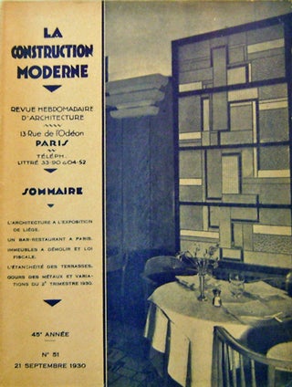 Item #17043 La Construction Moderne #51 21 Septembre 1930; Revue Hebdomadaire D'Architecture....