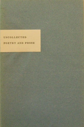 Item #17603 Uncollected Poetry and Prose. David Stivender, Marshall Clements