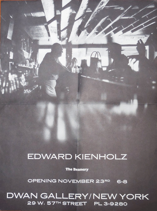 Item #18044 Edward Kienholz - The Beanery (Dwan Gallery Exhibition Announcement Poster). Edward Dwan Gallery - Kienholz.