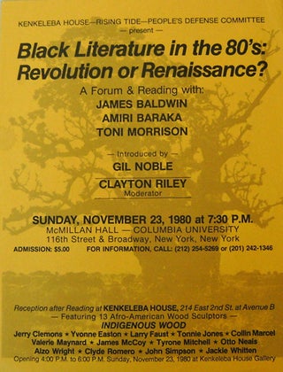 Item #18530 Black Literature in the 80's: Revolution or Renaissance? A Forum & Reading [Flyer /...