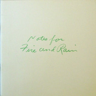 Item #18887 Notes For Fire and Rain. Elizabeth Artist Book - Murray