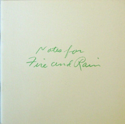 Item #18887 Notes For Fire and Rain. Elizabeth Artist Book - Murray.
