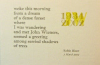 Item #19301 Poetry Postcard (A Real Dream). Robin Blaser