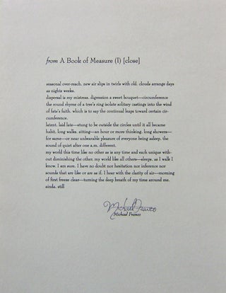 Item #19348 from A Book of Measure (I) [close] (Signed Broadside). Michael Franco