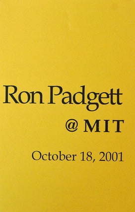 Item #19401 Ron Padgett @ MIT October 18, 2001 - Medieval Salad Dive (Signed Broadside Poem). Ron...