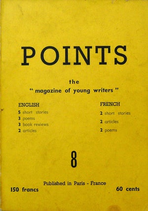 Item #19696 Points the "magazine of young writers" #8. Marcel Bisiaux, Sindbad Vail, David...