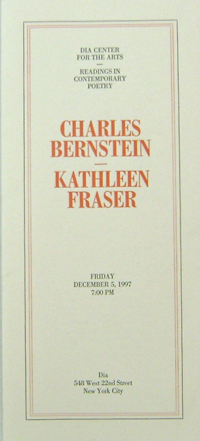 Item #19766 Anaffirmation / alpha.aslant.alien.appal.answer.anodic.alum.A.... (Two Broadside Poems). Charles Bernstein / Kathleen Fraser.