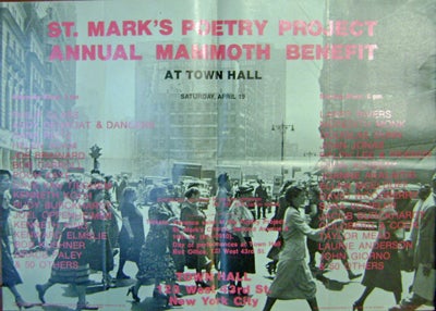 Item #19871 St. Mark's Poetry Project Annual Mammoth Benefit at Town Hall Saturday April 19 (Poetry Announcement Poster). Poetry Poster - St. Mark's Poetry Project, Rudy Burckhardt.