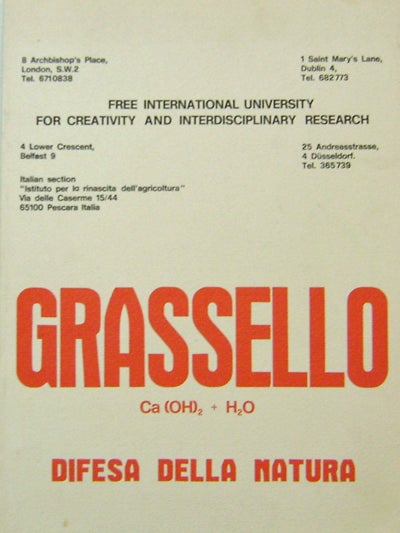 Item #19872 Grassello; Ca (OH)s + H2O Difesa Della Natura. Joseph Art - Beuys.