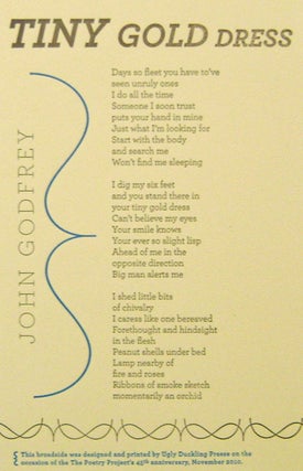 Item #19953 Tiny Gold Dress (Broadside Poem). John Godfrey