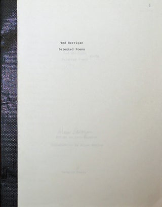 Item #20702 Selected Poems (Bound Galley - Signed by Saroyan). Aram Saroyan and, Alice Notley