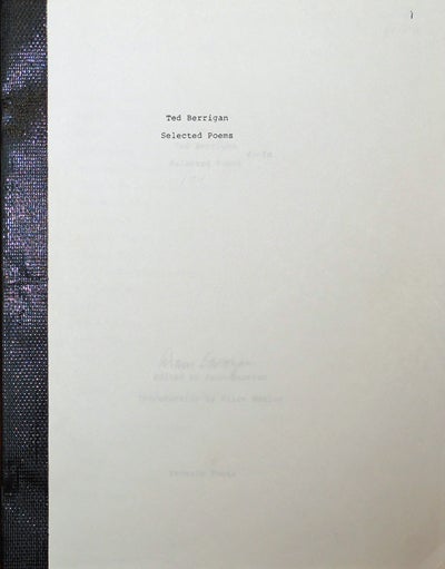 Item #20702 Selected Poems (Bound Galley - Signed by Saroyan). Aram Saroyan and, Alice Notley.