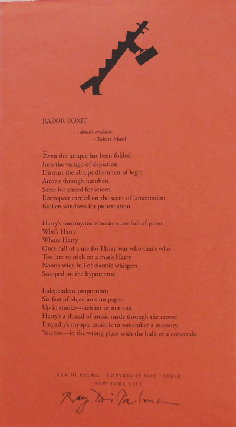 Item #20958 Razor Roxit (Signed Broadside Poem). Ray Di Palma