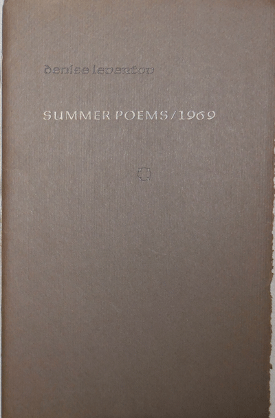 Item #21060 Summer Poems / 1969 (Inscribed to Fellow Poet). Denise Levertov.