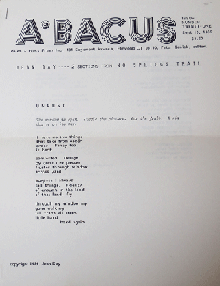 Item #21236 2 Sections From No Springs Trail (A-Bacus Issue Number Twenty-One). Jean Day