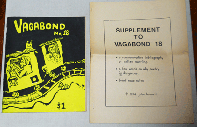 Item #22047 Vagabond No. 18 with Supplement. John Bennett, Lyn Lifshin Linda King, Ann Menebroker, Art Beck.