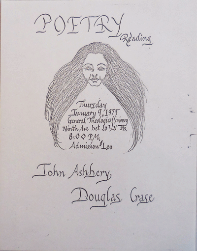Item #22120 Poetry Reading Announcement Flyer. John Ashbery, Douglas Crase.