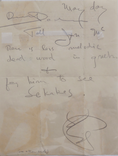 Item #22222 One Page Original Letter, Signed to Fellow Poet (A.L.S.). Ezra Pound.