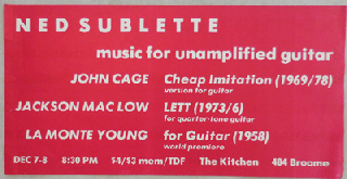Item #22571 Announcement Flyer for Ned Sublette's Music For Unamplified Guitar along with...